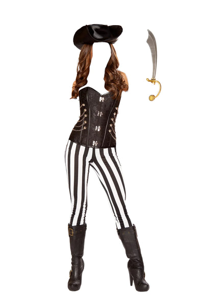 Roma Costume 5 PC Seven Seas Hottie Lace Up Corset & Pants Black/White