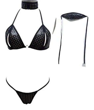 Escante Boxed 3 PC Sex Goddess Flame Choker Set with Ring Detail Black One Size