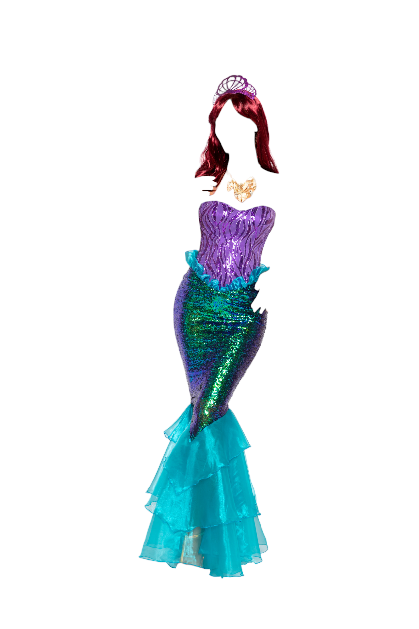 Roma Costume 3 Pc Majestic Mermaid Corset And Sequin Skirt Purple Aqua