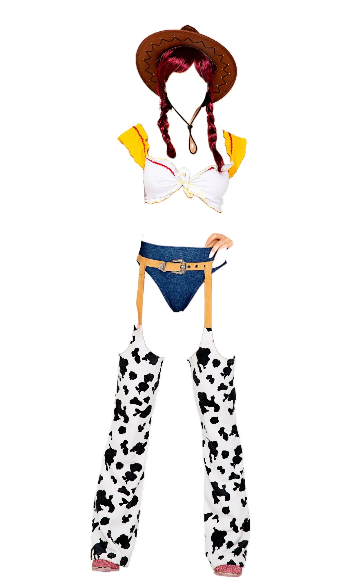 Playful Cowgirl Costume Large / Yellow/White Playful Cowgirl Costume Large / Yellow/White