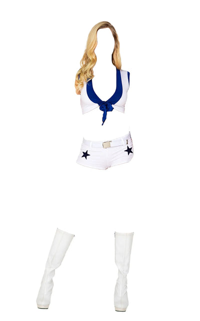 Roma Costume 4 PC Touchdown Cheerleader White/Blue
