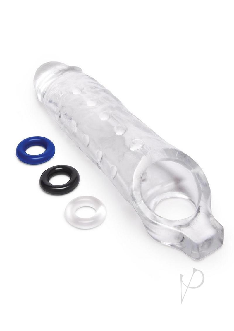 XGen Size Up Studded Clear View 1 in Penis Length & Girth Extender with Ball Loop Clear