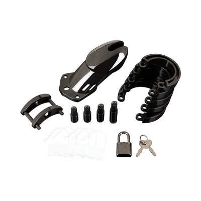 Blue Line Acrylic Role Play Penis Chastity Cage Black