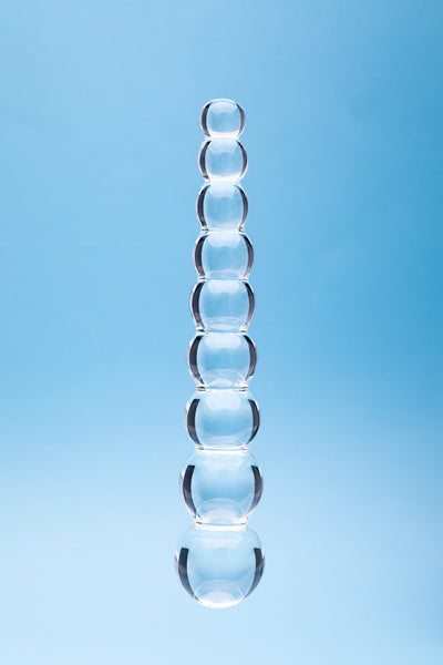 Clarity Elysian Pearls Glass 6.7 In Beaded Dildo
