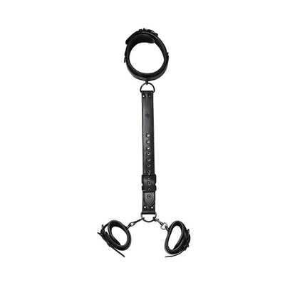 Kinky Play Box Locking Harness Collar to Wrist Restraints Black