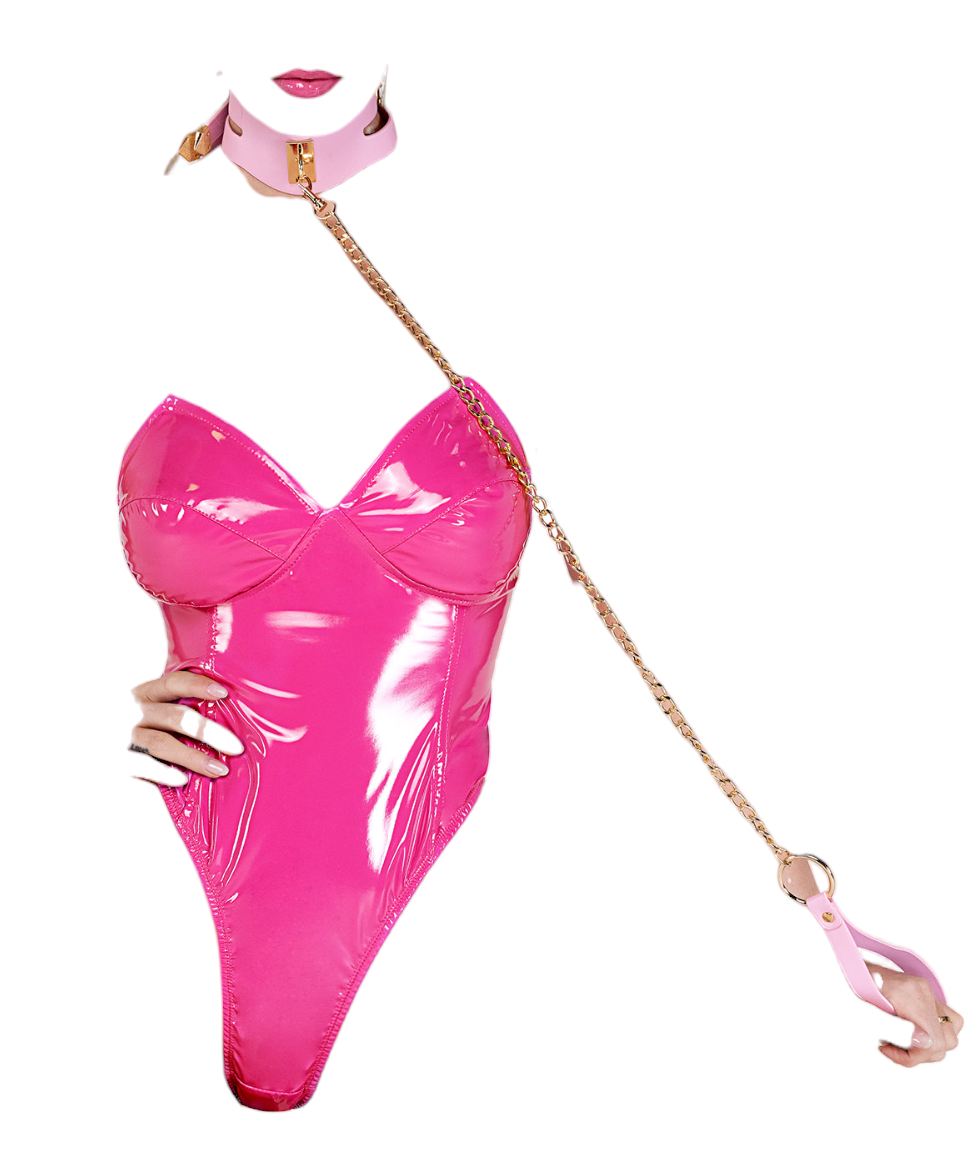 Roma Costume New High Cut Vinyl Bodysuit Pink