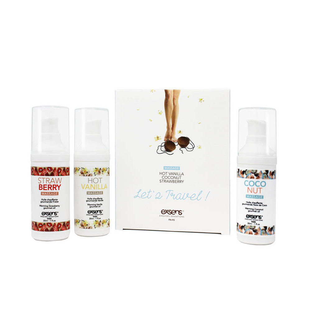 Exsens Flavored Sensual Warming Intimate Massage Oil Gift Set & Travel Kit