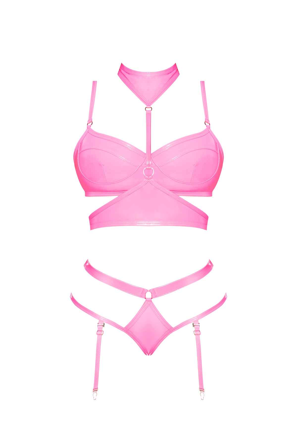 Magic Silk Hard Candy Demi Bra, Harness & Garter Panty Pink - Romantic  Blessings
