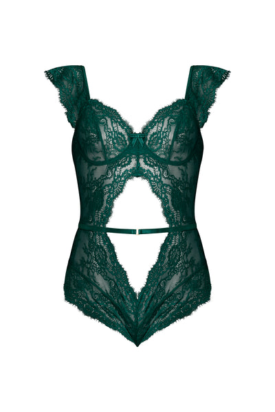 Magic Silk Evermore Cutout Romper Emerald