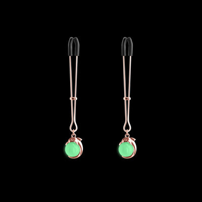 Bound Tweezer Style Nipple Clamps with Gem Like Pendants G1 Rose Gold