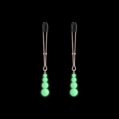 Bound Tweezer Style Nipple Clamps with Multi Gem Like Pendants G2 Rose Gold