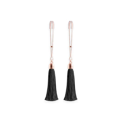 Bound Tweezer Style Nipple Clamps with Feather Style Bells T1 Black