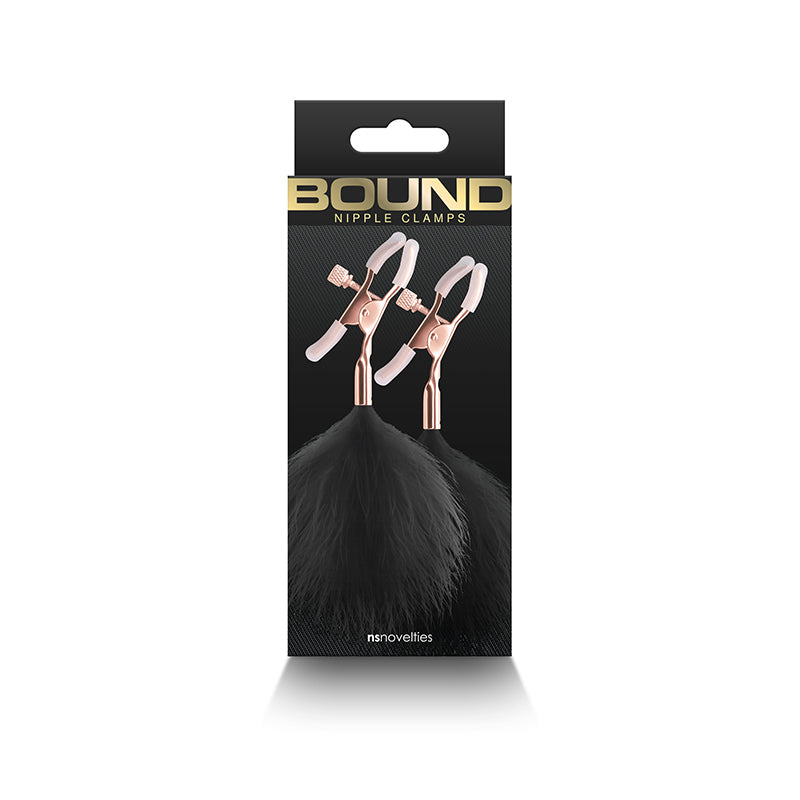 Bound Screw Adjust Tweezer Style Nipple Clamps with Feather Like Balls F1 Black