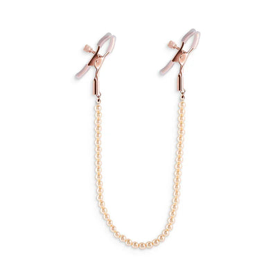 Bound Screw Adjust Tweezer Style Nipple Clamps with Beaded Pull Chain DC1 Rose Gold