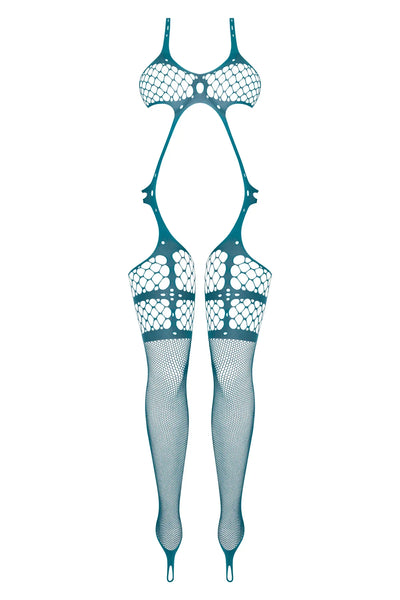 Magic Silk Seamless Bandeau Top Catsuit with Toe Loops Teal OS