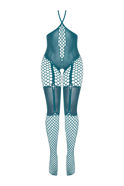 Magic Silk Seamless Cupless & Crotchless Catsuit Teal OS