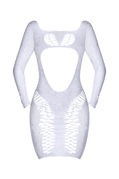 Magic Silk Seamless Long Sleeve Above the Knee Dress White O/S