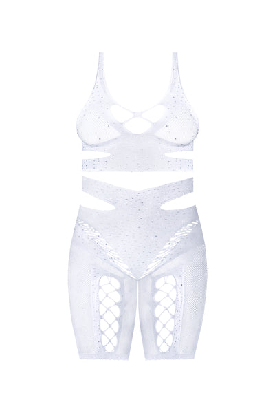 Magic Silk Seamless Bra & Long Leg Short Set White O/S