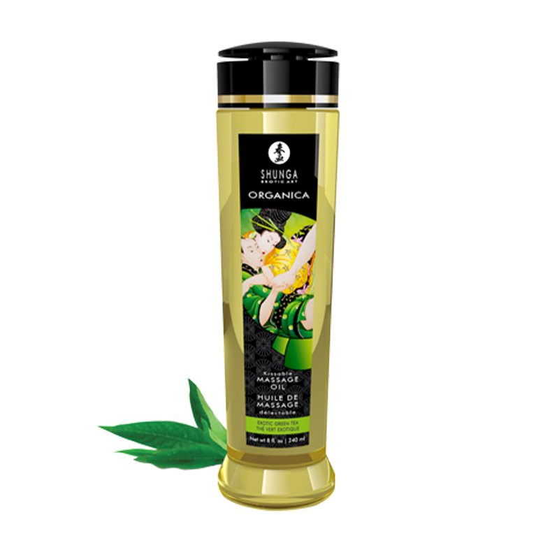 Shunga Organica Kissable Massage Oil Exotic Green Tea 8 oz