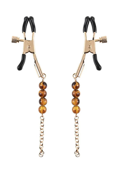 Sincerely, Sportsheets Amber Adjustable Beaded Nipple Clamps Tortoiseshell