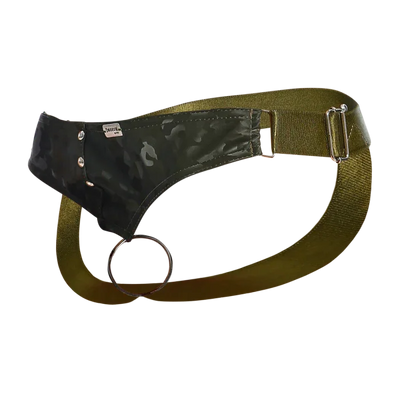 Male Basics Dngeon Leather Penis Ring Jockstrap Camo One Size