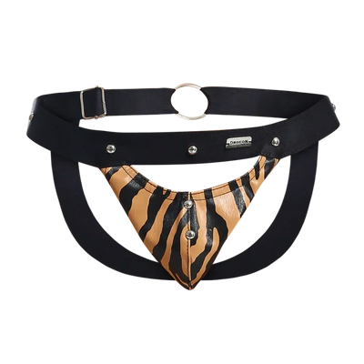 Male Basics Dngeon Peekaboo Penis Pouch Jockstrap Tiger One Size