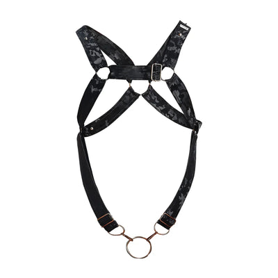 Male Basics Dngeon Leather Cross Penis Ring Harness Back Camo One Size
