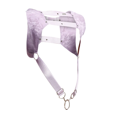 Male Basics Dngeon Leather Crop Top Harness w Penis Ring Lila Camo One Size