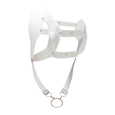 Male Basics Dngeon Leather Crop Top Harness w Penis Ring White Camo One Size