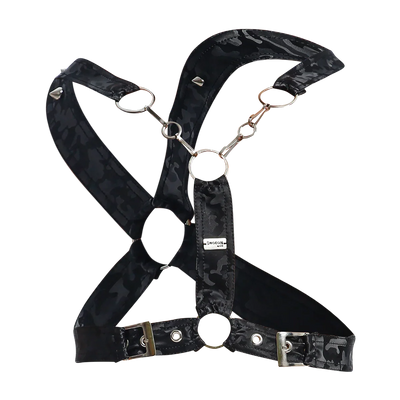 Male Basics Dngeon Leather Cross Chain Harness Black Camo One Size