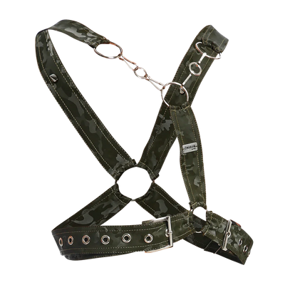 Male Basics Dngeon Leather Cross Chain Harness Camo One Size