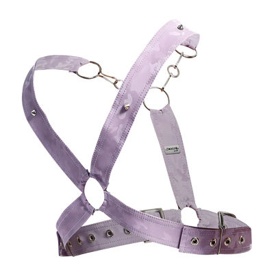 Male Basics Dngeon Leather Cross Chain Harness Lila Camo One Size