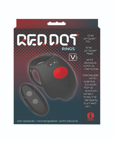 Massive Red Dot Remote Control Penis Ring V3 with Ball Hugger Black