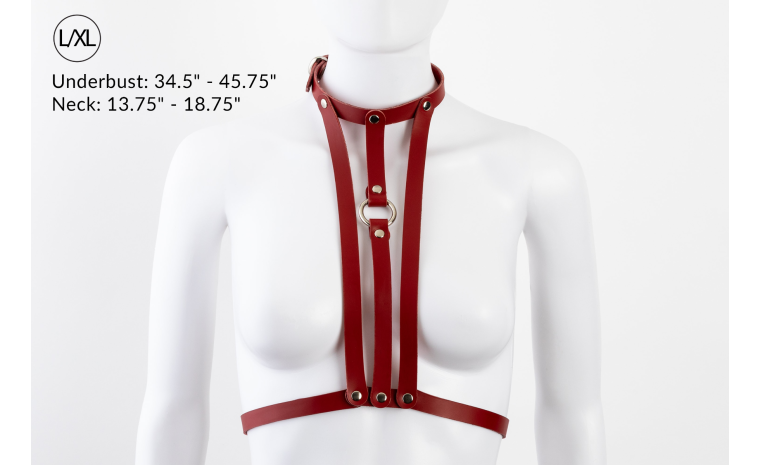 Liberator Lano Adjustable Leather Body Harness Red
