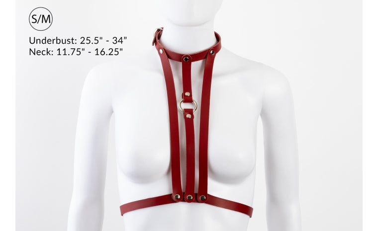 Liberator Lano Adjustable Leather Body Harness Red