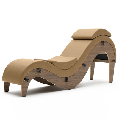 Liberator Supervio Premium Distressed Ultraleather Sex Chaise with Walnut Frame and Cuff Kit Restraints