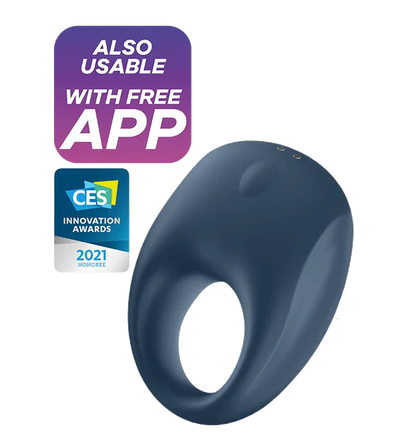 Satisfyer Strong One Rechargeable Silicone Couple's App Enabled Vibrating Penis Ring Blue