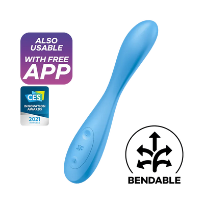 Satisfyer G-Spot Flex 4+ Rechargeable Silicone App Enabled Classic or Rabbit Style Vibrator Blue
