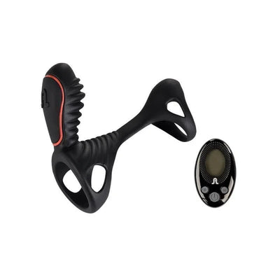 Gladiator Rechargeable Silicone Vibrating Penis Ring with Remote Control - Romantic Blessings