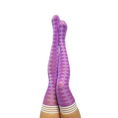 Kixies Golf Collection Par 4 Arglye Thigh Highs Purple - Romantic Blessings