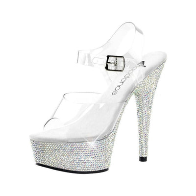 LapDance Shoes 6" Heel Rhinestone Clear Platform Sandal with Strap - Romantic Blessings