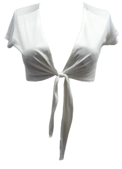 Escante Short Sleeve Tie Front Shirt White