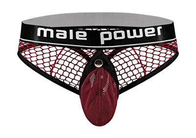 Male Power Penis Pit Net Penis Ring Exposed Rear Thong Burgundy
