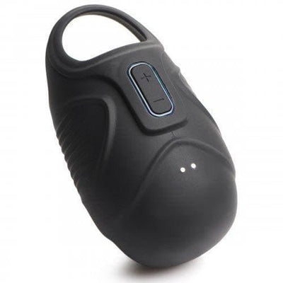 XR Brands Trinity Men Rechargeable Silicone 7X Vibrating Silicone Ball Sack Black/Blue - Romantic Blessings