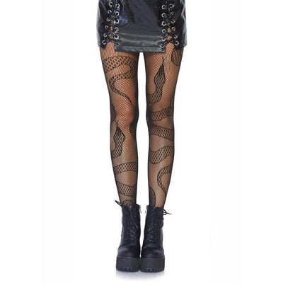 Leg Avenue Snake Net Tights Black - Romantic Blessings