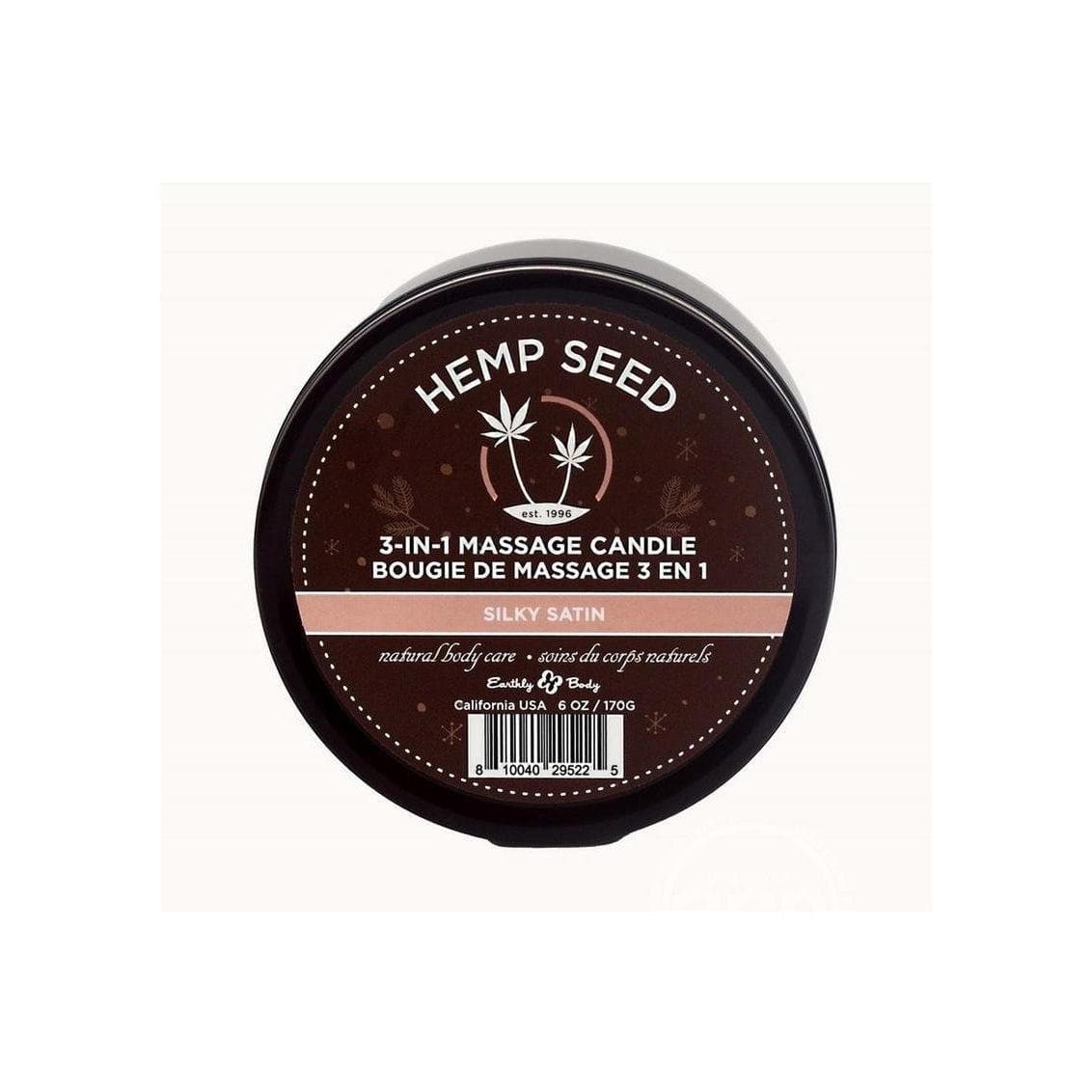 Earthly Body Hemp Seed 3 In 1 Massage Candle Silky Satin 6 oz - Romantic Blessings