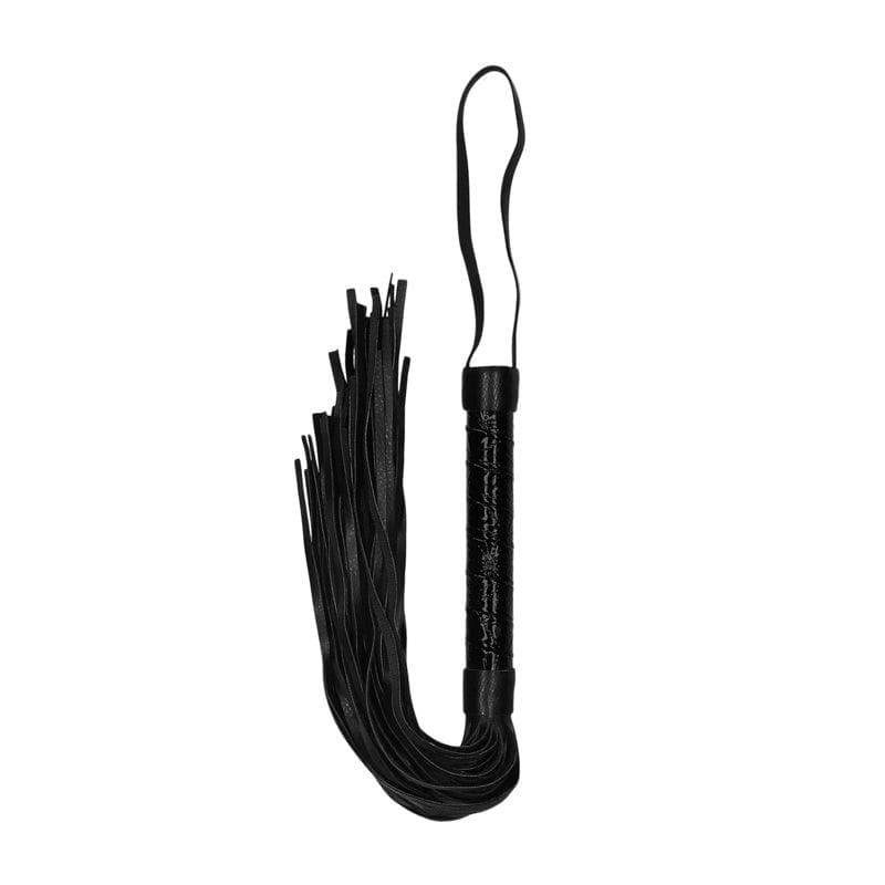 Shots Ouch! Luxury Diamond-Patterned Whip Flogger Black - Romantic Blessings