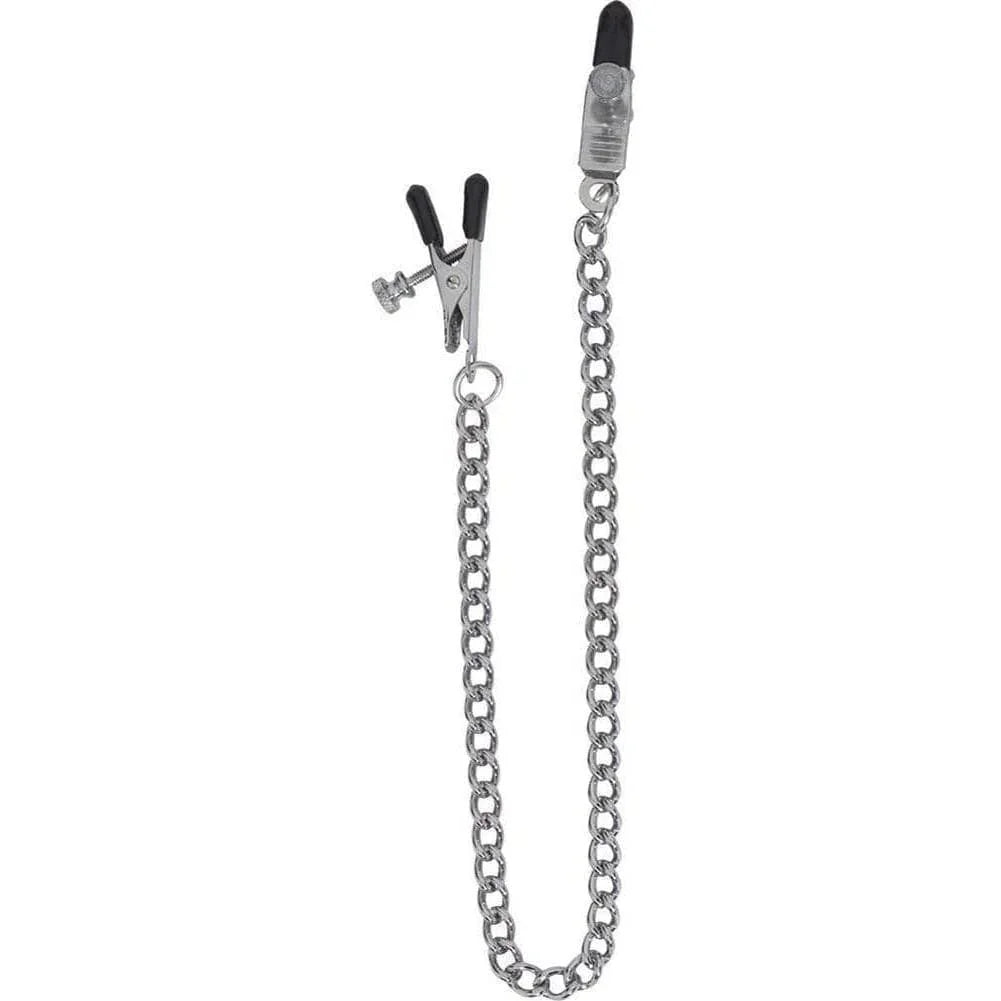 Adjustable Tapered Tip Narrow Jaw Nipple Clamps With Link Chain - Romantic Blessings Adjustable Tapered Tip Narrow Jaw Nipple Clamps With Link Chain - Romantic Blessings