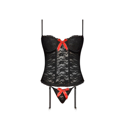 Magic Silk Luv Lace Bustier & G-String Black - Romantic Blessings