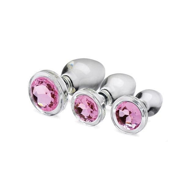Booty Sparks Pink Gem Glass Anal Set of 3 - Romantic Blessings